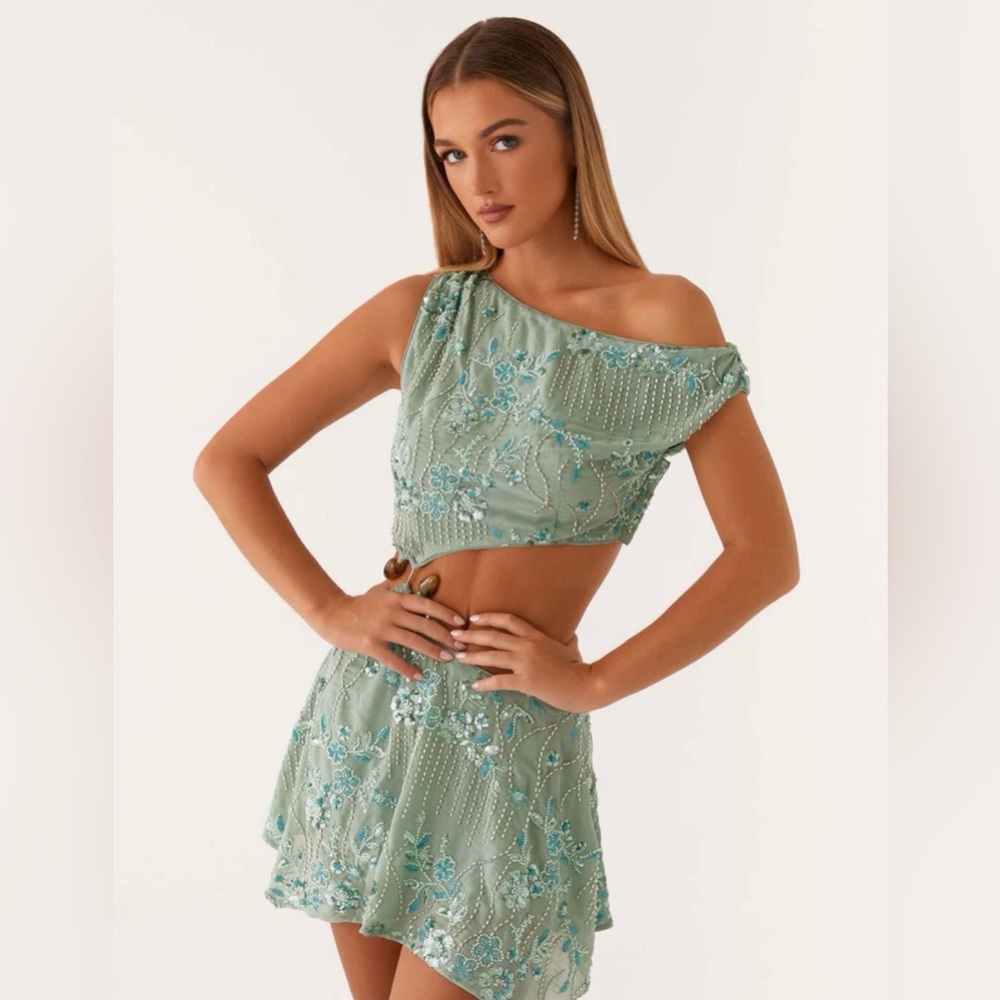 Peppermayo Aletta Sequin Mini Dress in Mint